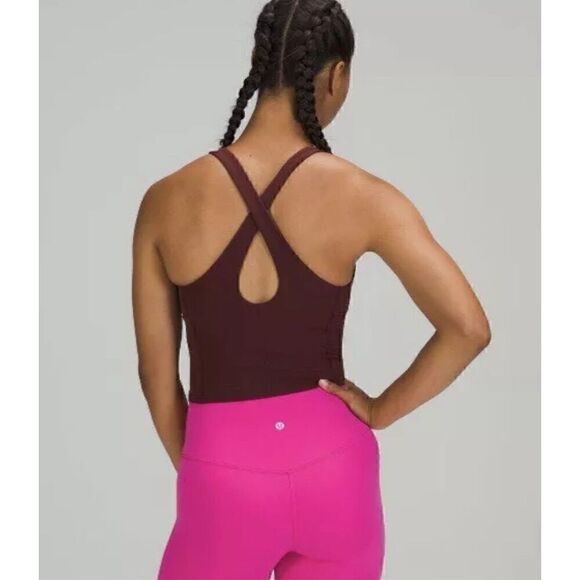 Lululemon Key To Balance Yoga Tank Top Black Crop Built in Bra Size 2 Athletic G - Picture 2 of 8